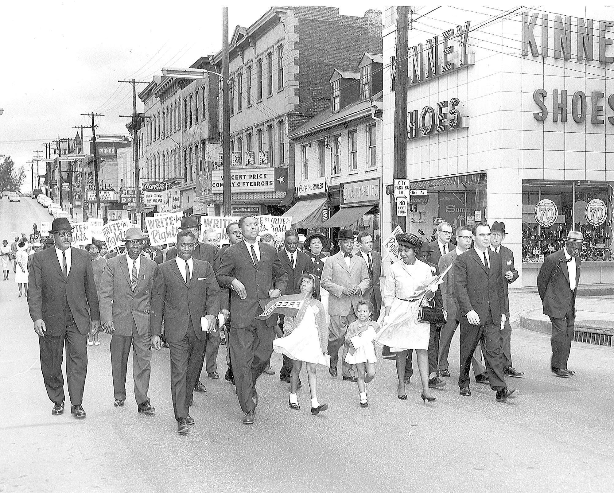 Civil rights march - ‘March to the Post Office’ - in Washington PA in April 1964.   Photo credit: Observer-Reporter