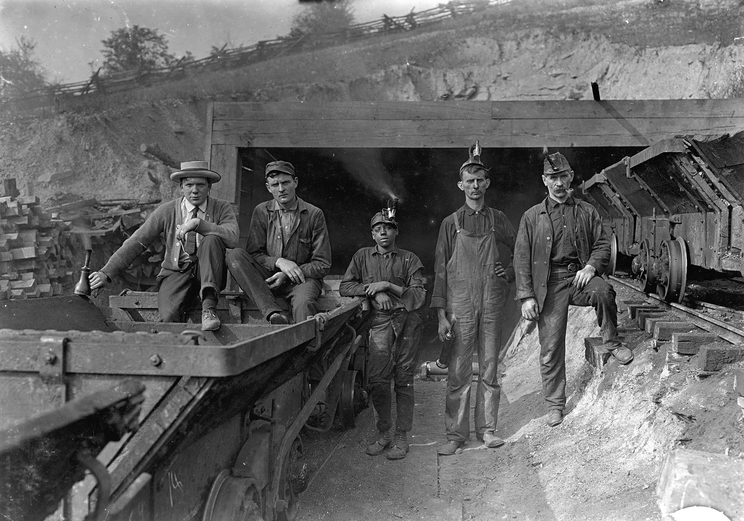 Coal mines in front of mine entrance in Red Star, WV, 1908 Source: Library of Congress
