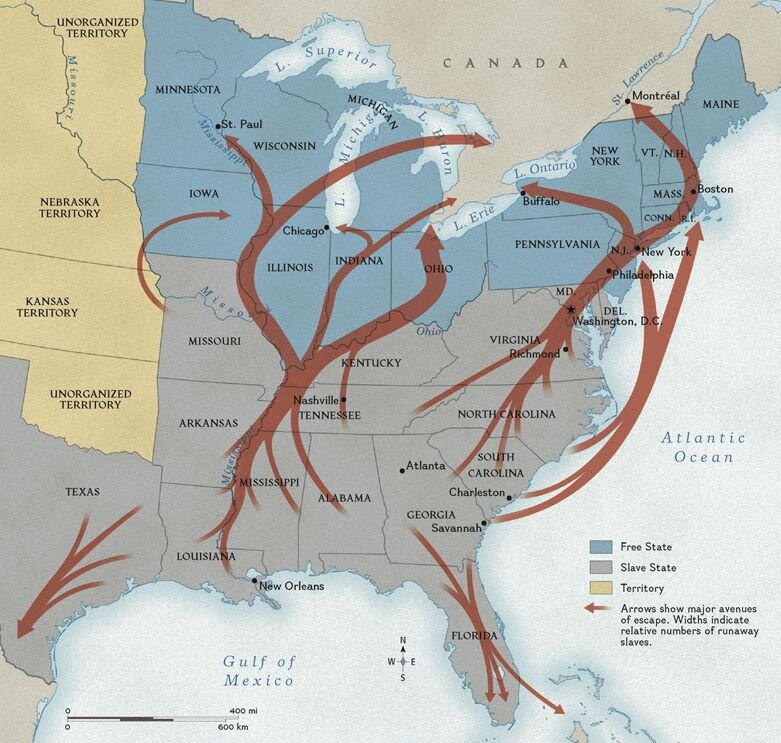 Major Underground Railroad routes - while Southwestern Pennsylvania was not a primary route, it was still an important one. Source:  National Geographic&nbsp;