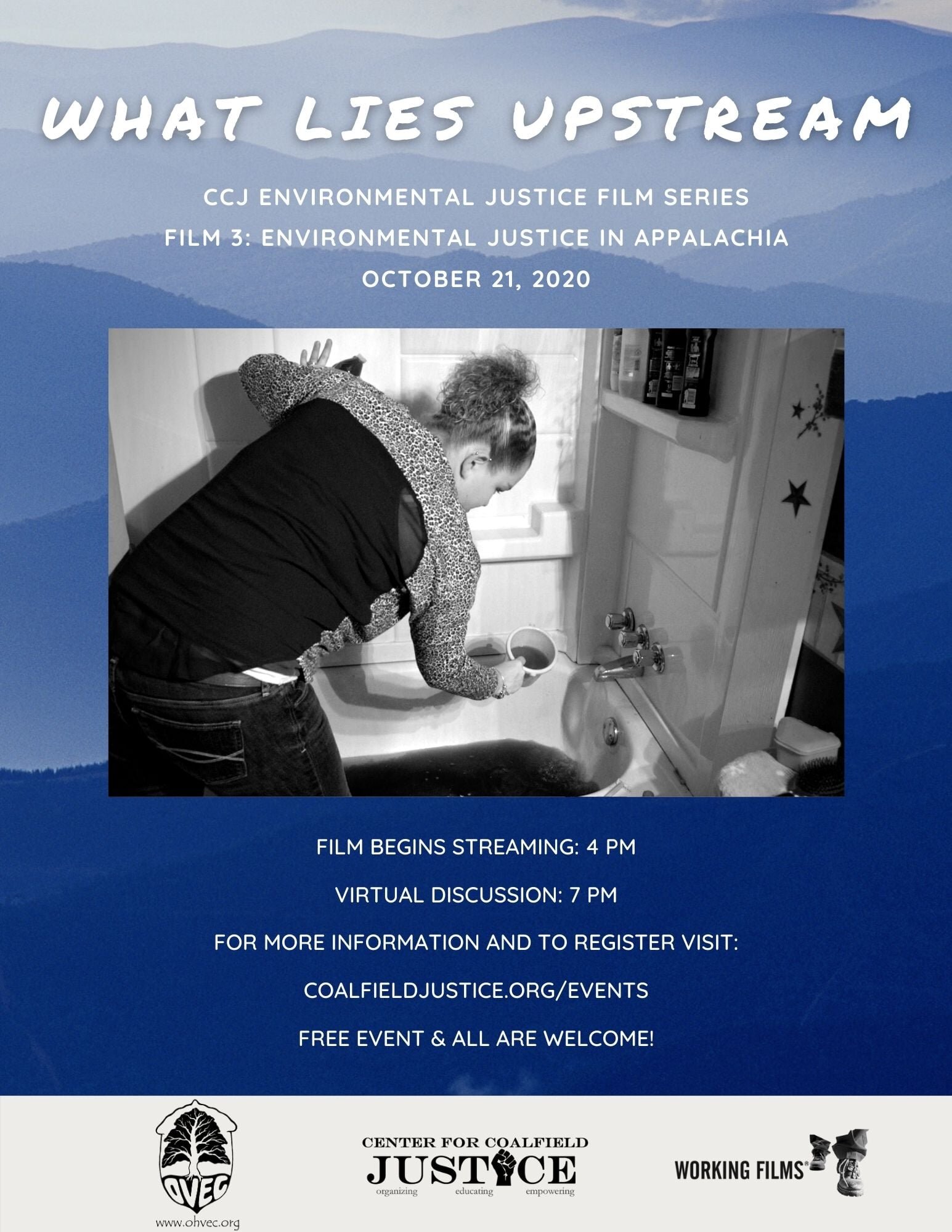 CCJ, partnered with  OVEC  (Ohio Valley Environmental Coalition), will be showing the second film in our Environmental Justice Film Series, What Lies Upstream, on Wednesday, October 21st. After the film will be a discussion with local leaders in Environmental Justice communities and a chance to connect with each other virtually! Check out our  website events page  or our  Facebook event page  for more information and to register. Once you register, you'll receive the login information.