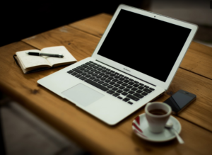 Writing blog laptop desktop