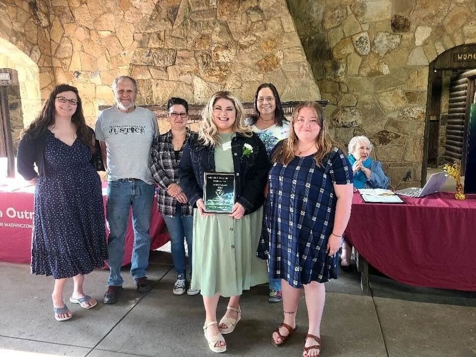 Pictured from left to right: Allison Evans, Events Coordinator; Rick Heinze, Board Chair; Dorothy Curry, Board Treasurer; Heaven Sensky, Organizing Director; Lisa DePaoli, Communications Manager; and Tonya Yoders, Greene County Organizer.
