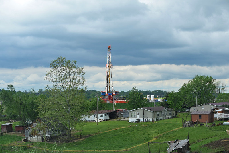 A fracking well near houses